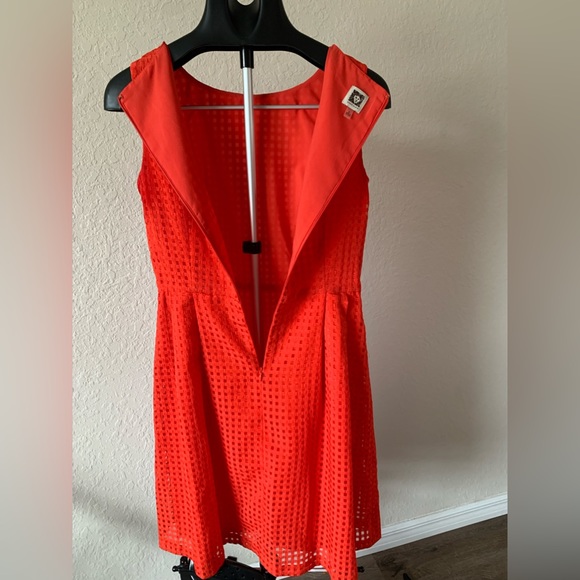 Anne Klein Dress size 6 beautiful orange checkered pattern and tie back - Picture 9 of 12
